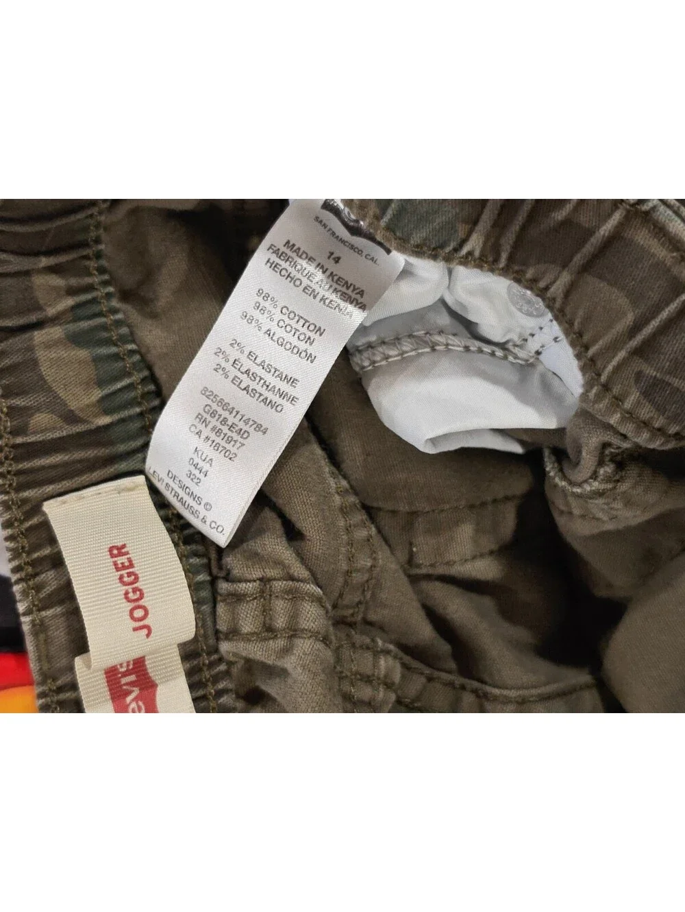 Levi's Boys' Camo Jogger Pants Size 14 Regular